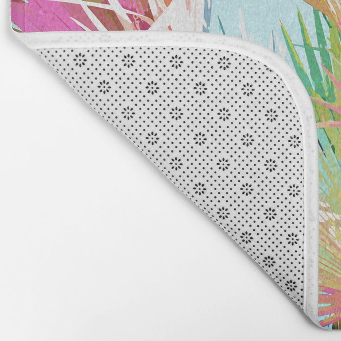 Beachy Pastel Palm Jungle | Botanical Digital Painting | Nature Plants Tropical Boho Blush Bath Mat Gallery Image 2