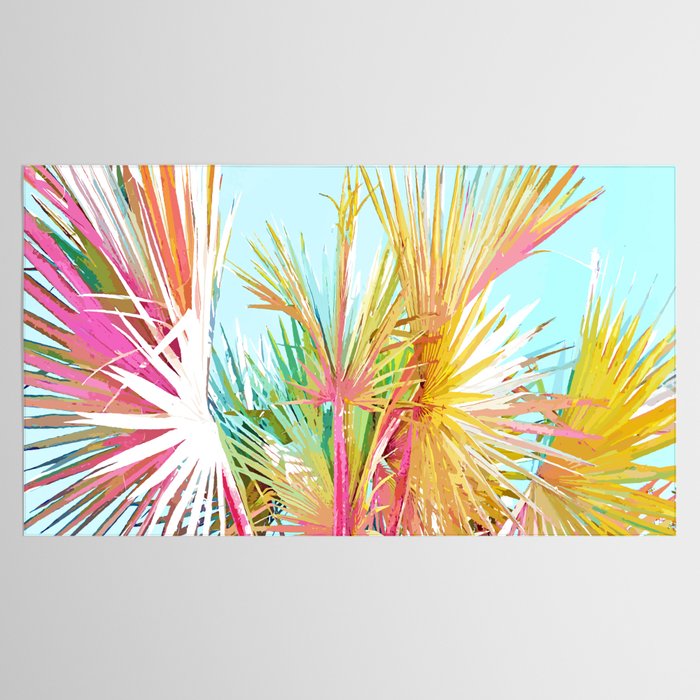 Beachy Pastel Palm Jungle | Botanical Digital Painting | Nature Plants Tropical Boho Blush Tablecloth Gallery Image 2