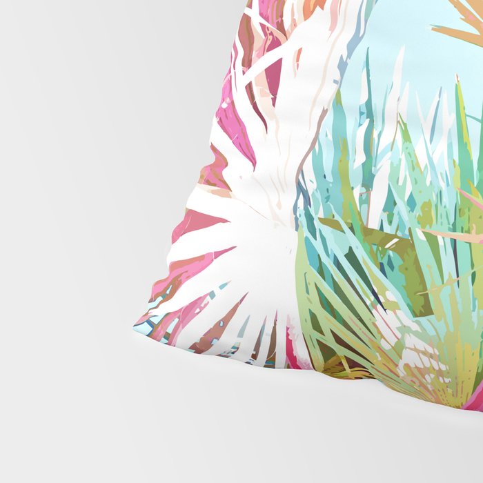 Beachy Pastel Palm Jungle | Botanical Digital Painting | Nature Plants Tropical Boho Blush Pillow Sham Gallery Image 4