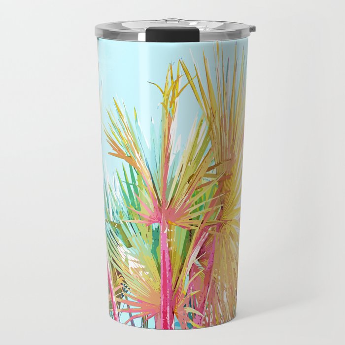Beachy Pastel Palm Jungle | Botanical Digital Painting | Nature Plants Tropical Boho Blush Travel Mug Gallery Image 1