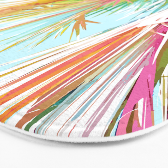 Beachy Pastel Palm Jungle | Botanical Digital Painting | Nature Plants Tropical Boho Blush Bath Mat Gallery Image 3