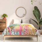 Beachy Pastel Palm Jungle | Botanical Digital Painting | Nature Plants Tropical Boho Blush Comforter Gallery Image 3