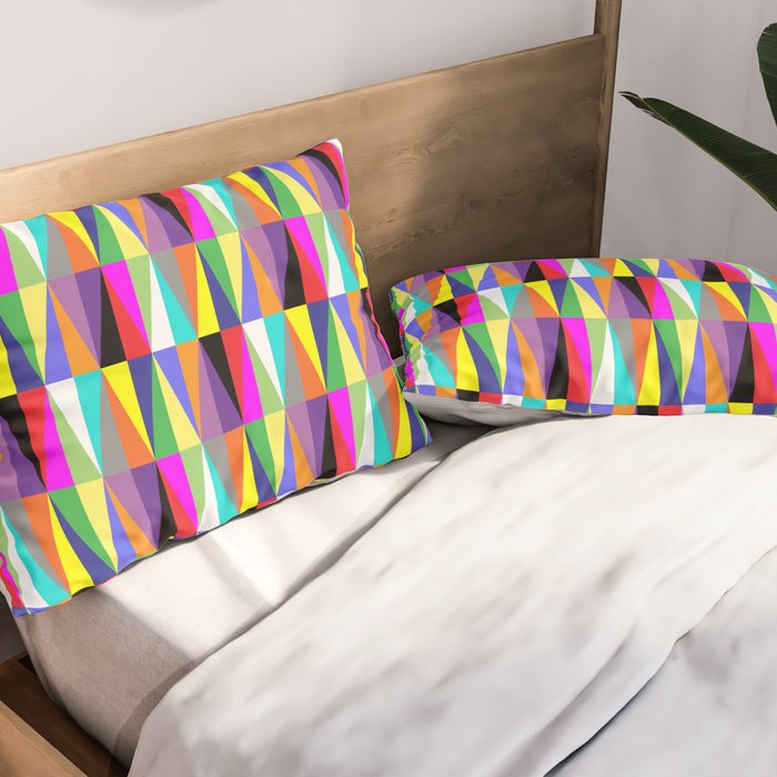 Colourful Geometric Diamonds Pattern No 1 Multicolors Pillow Sham Gallery Image 2