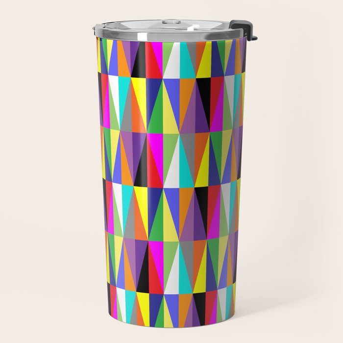Colourful Geometric Diamonds Pattern No 1 Multicolors Travel Mug Gallery Image 2