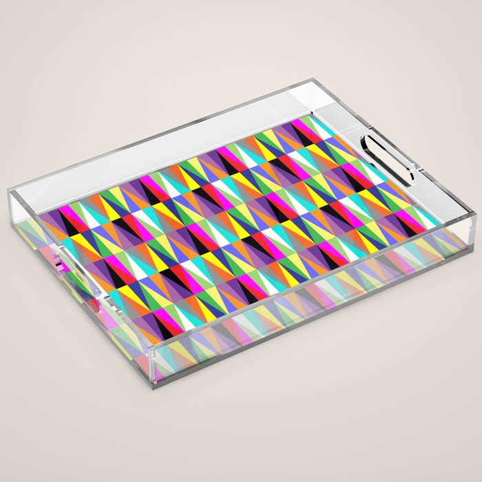 Colourful Geometric Diamonds Pattern No 1 Multicolors Acrylic Tray Gallery Image 1