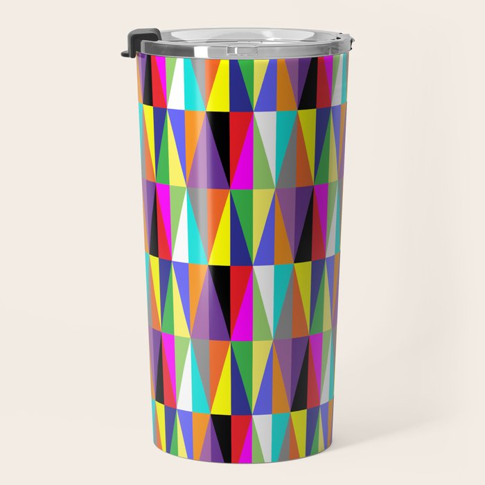 Colourful Geometric Diamonds Pattern No 1 Multicolors Travel Mug Gallery Image 3
