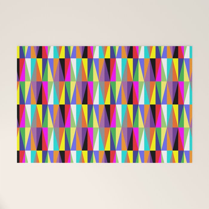 Colourful Geometric Diamonds Pattern No 1 Multicolors Welcome Mat Gallery Image 1
