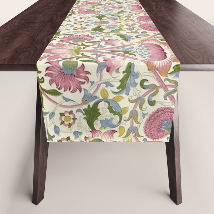 William Morris Vintage Lodden Blush Pink & Woad Blue Table Runner Gallery Image 1