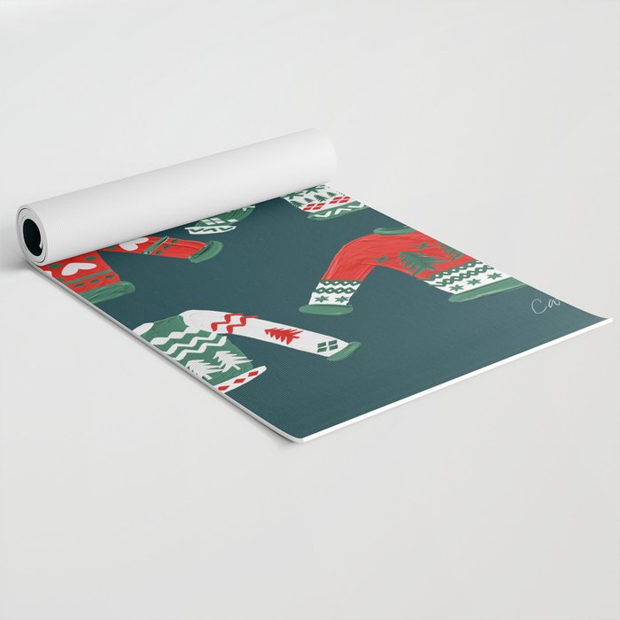 Christmas Sweaters - Teal & Red Palette Yoga Mat Gallery Image 2