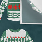 Christmas Sweaters - Teal & Red Palette Wall Tapestry Gallery Image 3