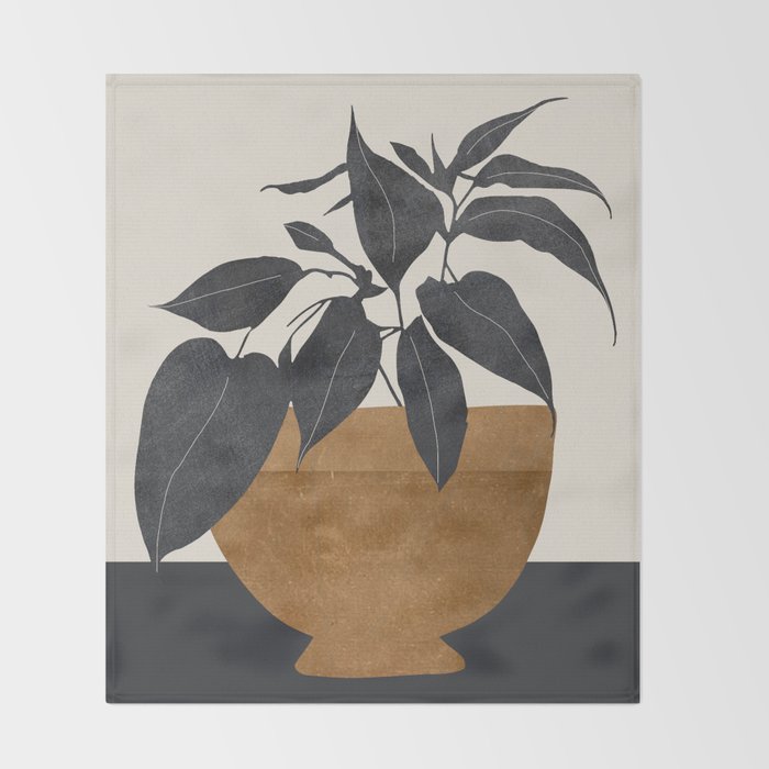 Abstract Art /Minimal Plant 144 Throw Blanket Gallery Image 2