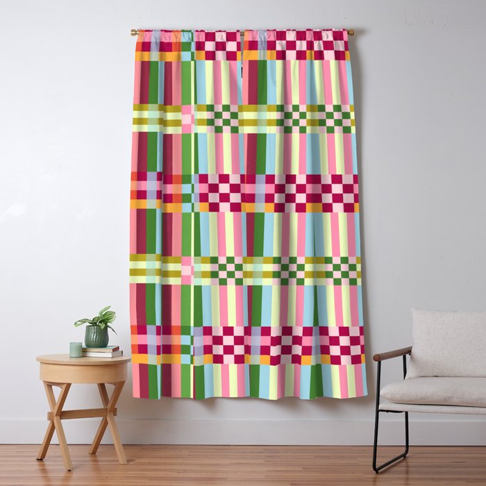  Woven Checks and Stripes - Festive Multi Window Curtain Gallery Image 1