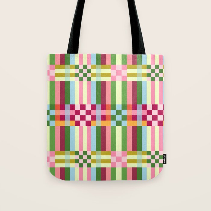  Woven Checks and Stripes - Festive Multi Tote Bag Gallery Image 1