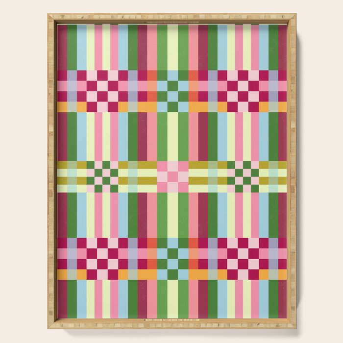  Woven Checks and Stripes - Festive Multi Serving Tray Gallery Image 1