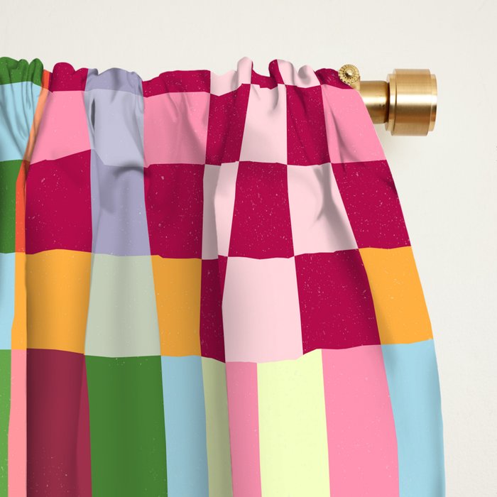  Woven Checks and Stripes - Festive Multi Window Curtain Gallery Image 2