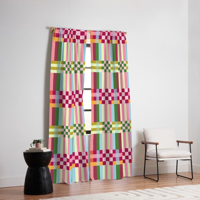  Woven Checks and Stripes - Festive Multi Window Curtain Gallery Image 2