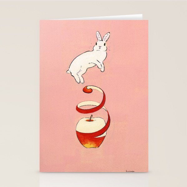The apple makes bunny happy Stationery Card Gallery Image 1