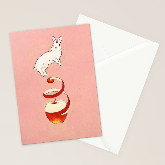 The apple makes bunny happy Stationery Card Gallery Image 2