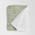 Mudcloth Doodle Squares . Lush Green Throw Blanket Gallery Image 3