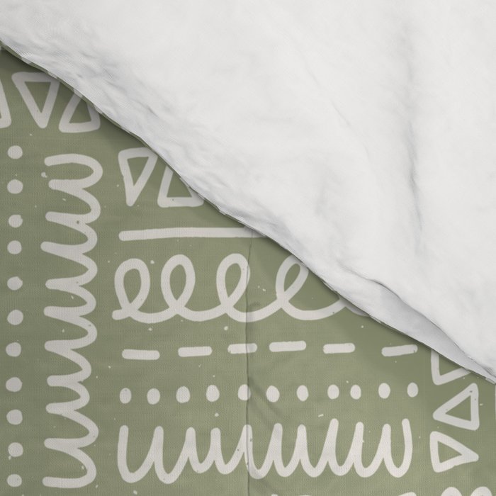 Mudcloth Doodle Squares . Lush Green Comforter Gallery Image 4