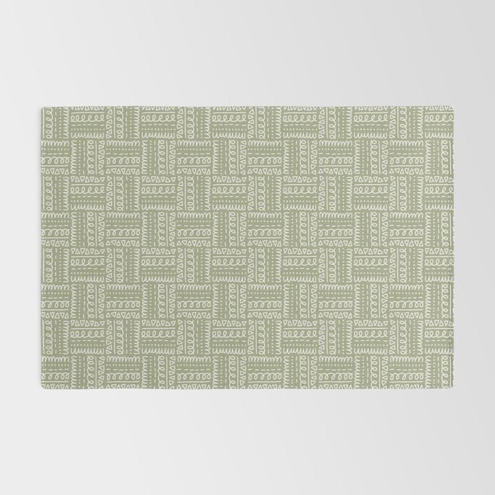 Mudcloth Doodle Squares . Lush Green Rug Gallery Image 2