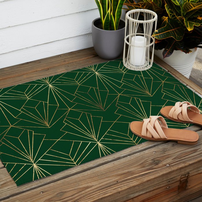 Art Deco in Emerald Green - Large Scale Outdoor Rug Gallery Image 2
