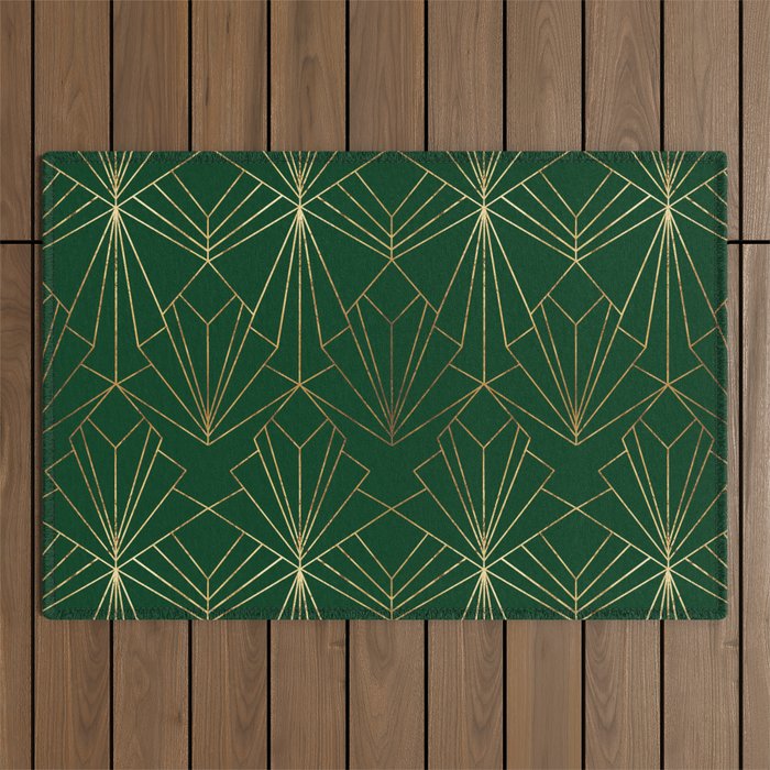 Art Deco in Emerald Green - Large Scale Outdoor Rug Gallery Image 1