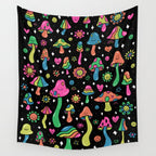 Rainbow Mushrooms Wall Tapestry Gallery Image 4