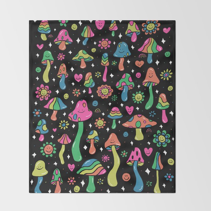 Rainbow Mushrooms Throw Blanket Gallery Image 2