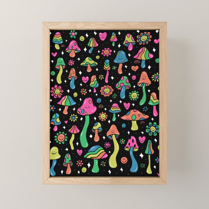 Rainbow Mushrooms Mini Art Print Gallery Image 1