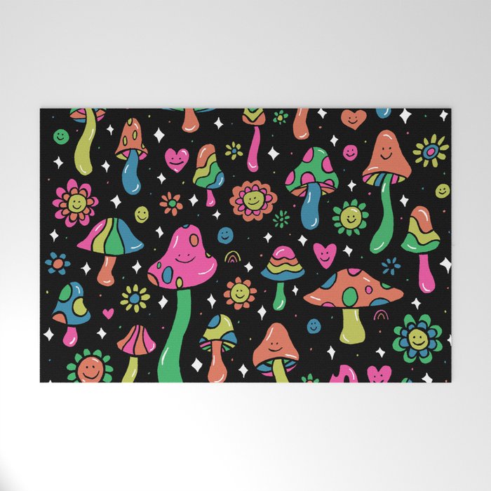 Rainbow Mushrooms Welcome Mat Gallery Image 1