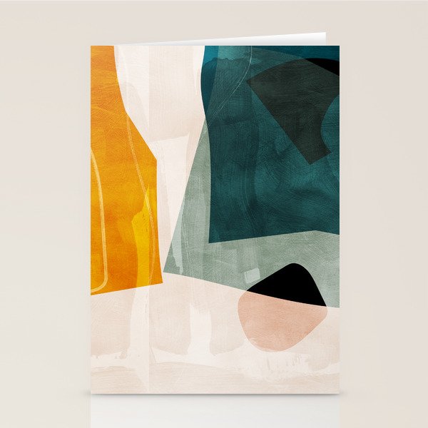 mid century shapes abstract painting 3 Stationery Card Gallery Image 2