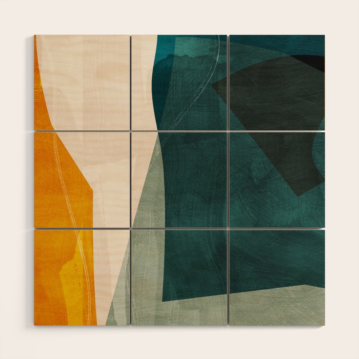 mid century shapes abstract painting 3 Wood Wall Art Gallery Image 1