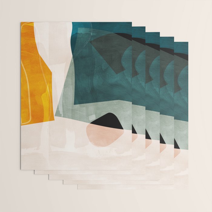 mid century shapes abstract painting 3 Wrapping Paper Gallery Image 3