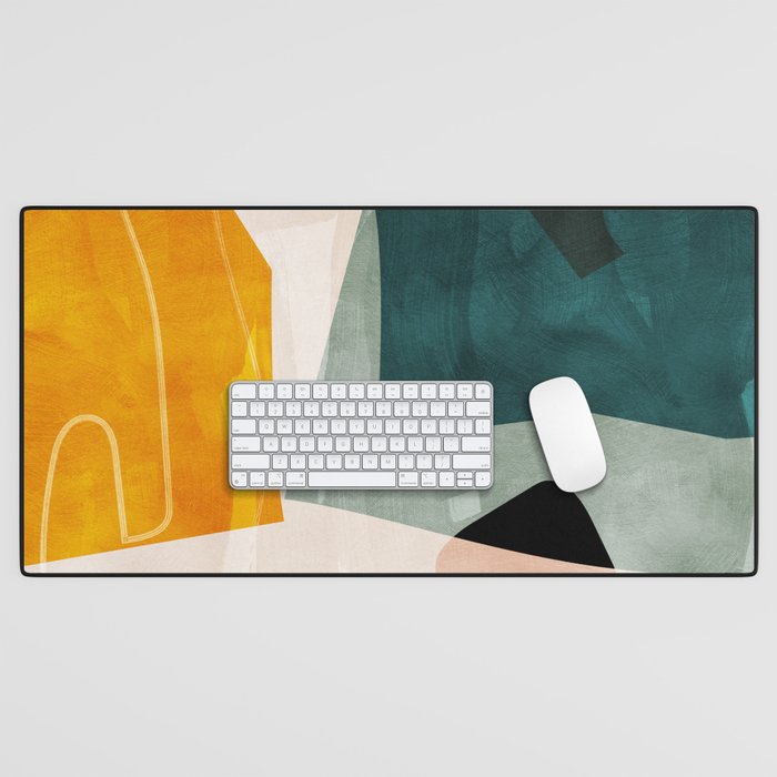 mid century shapes abstract painting 3 Desk Mat Gallery Image 1
