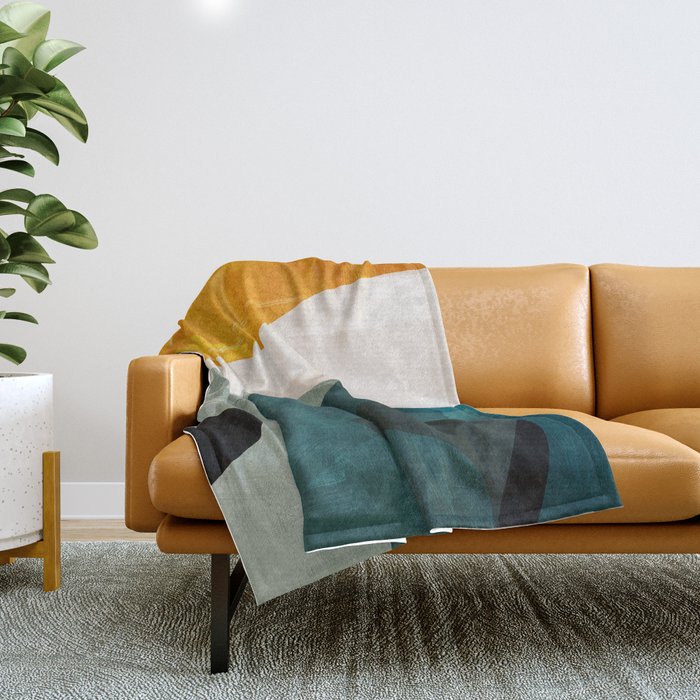 mid century shapes abstract painting 3 Throw Blanket Gallery Image 1