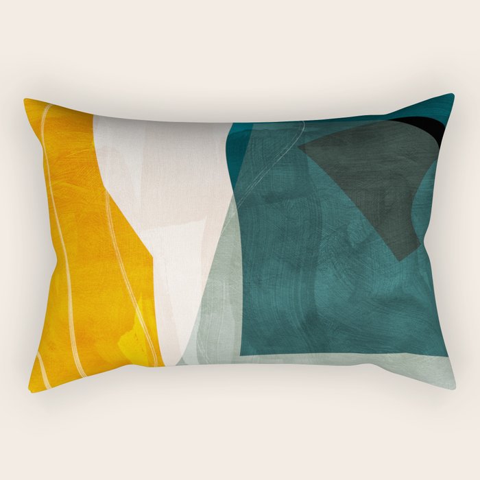 mid century shapes abstract painting 3 Rectangular Pillow Gallery Image 2