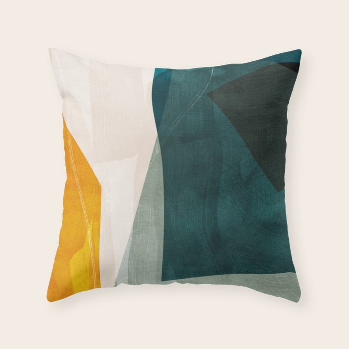 mid century shapes abstract painting 3 Throw Pillow Gallery Image 6