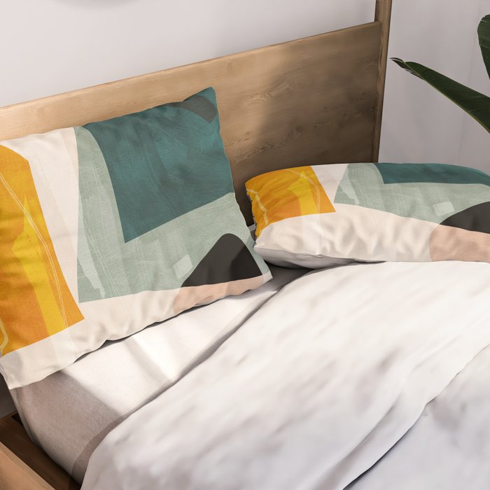 mid century shapes abstract painting 3 Pillow Sham Gallery Image 2