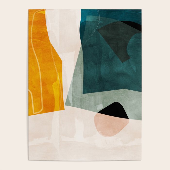 mid century shapes abstract painting 3 Poster Gallery Image 4