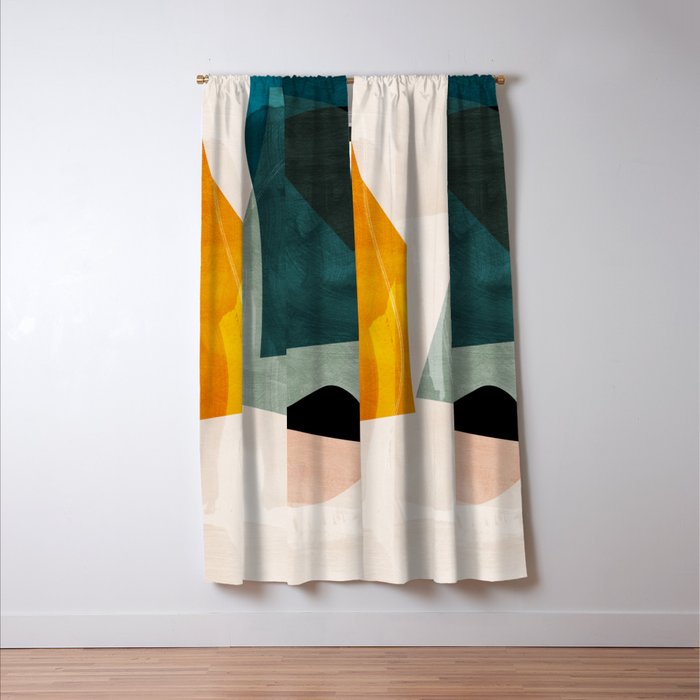 mid century shapes abstract painting 3 Window Curtain Gallery Image 3