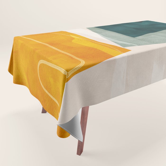 mid century shapes abstract painting 3 Tablecloth Gallery Image 1