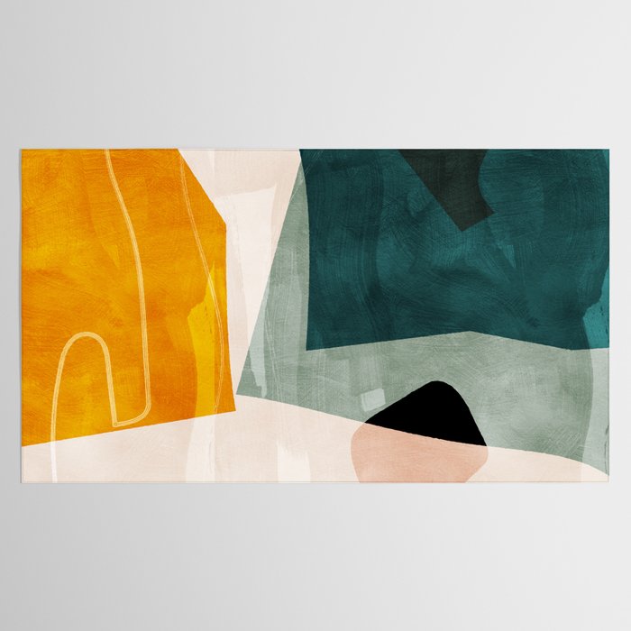 mid century shapes abstract painting 3 Tablecloth Gallery Image 2