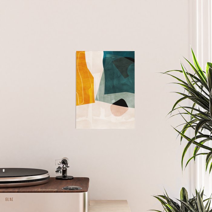 mid century shapes abstract painting 3 Poster Gallery Image 2