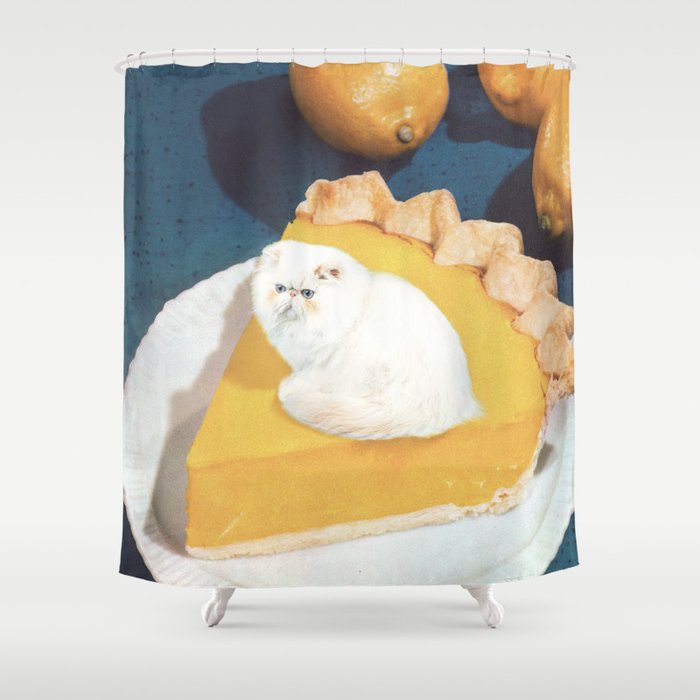 Lemon Meow Pie - Cat Meringue Shower Curtain Gallery Image 1