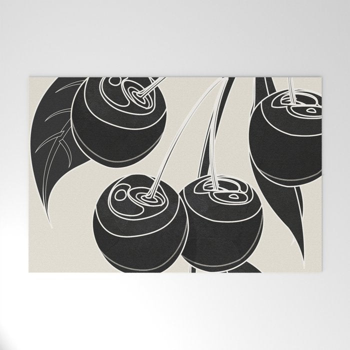 Minimalist Cherry Fruit Line Art 1 Welcome Mat Gallery Image 1