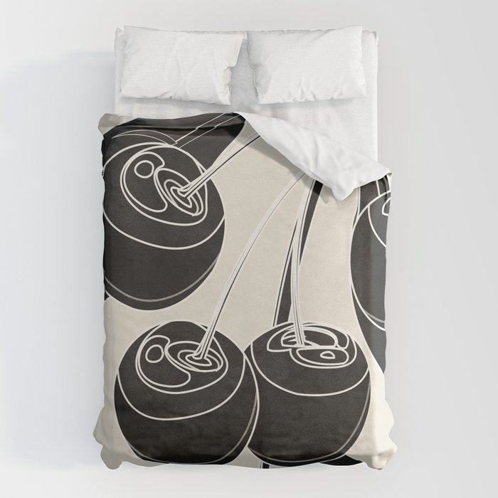 Minimalist Cherry Fruit Line Art 1 Duvet Cover Gallery Image 6