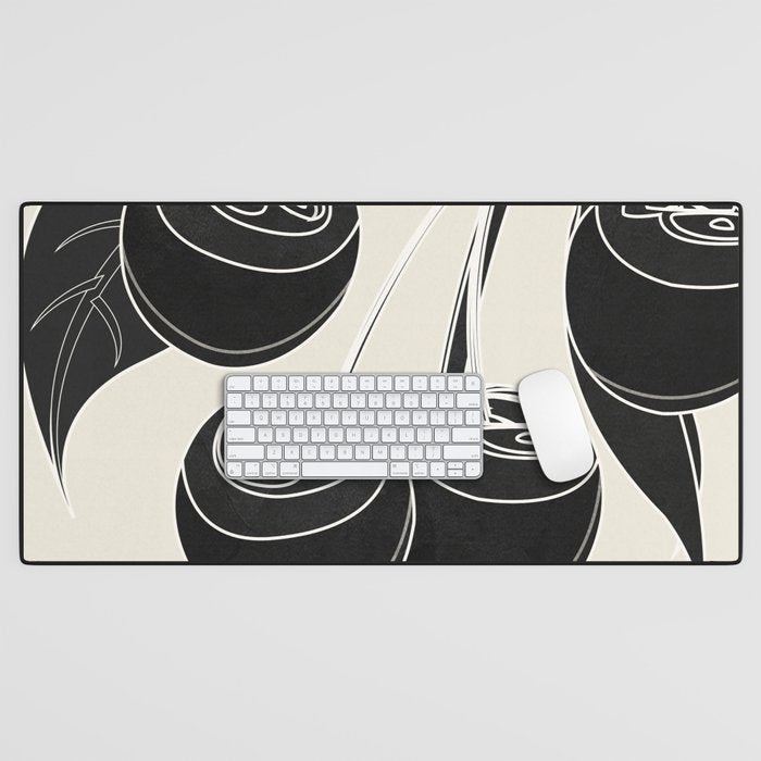 Minimalist Cherry Fruit Line Art 1 Desk Mat Gallery Image 1