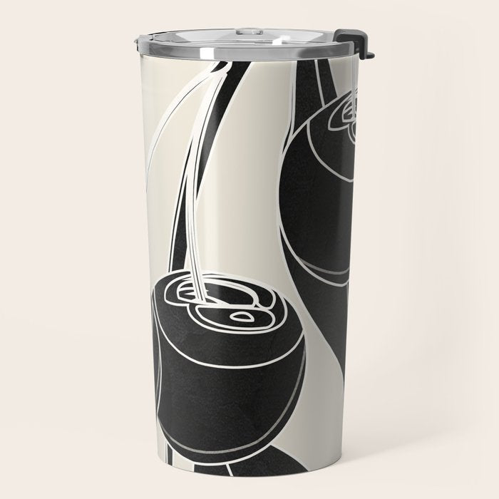Minimalist Cherry Fruit Line Art 1 Travel Mug Gallery Image 2