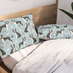Boston Terrier Dogs Pattern Blue Pillow Sham Gallery Image 2